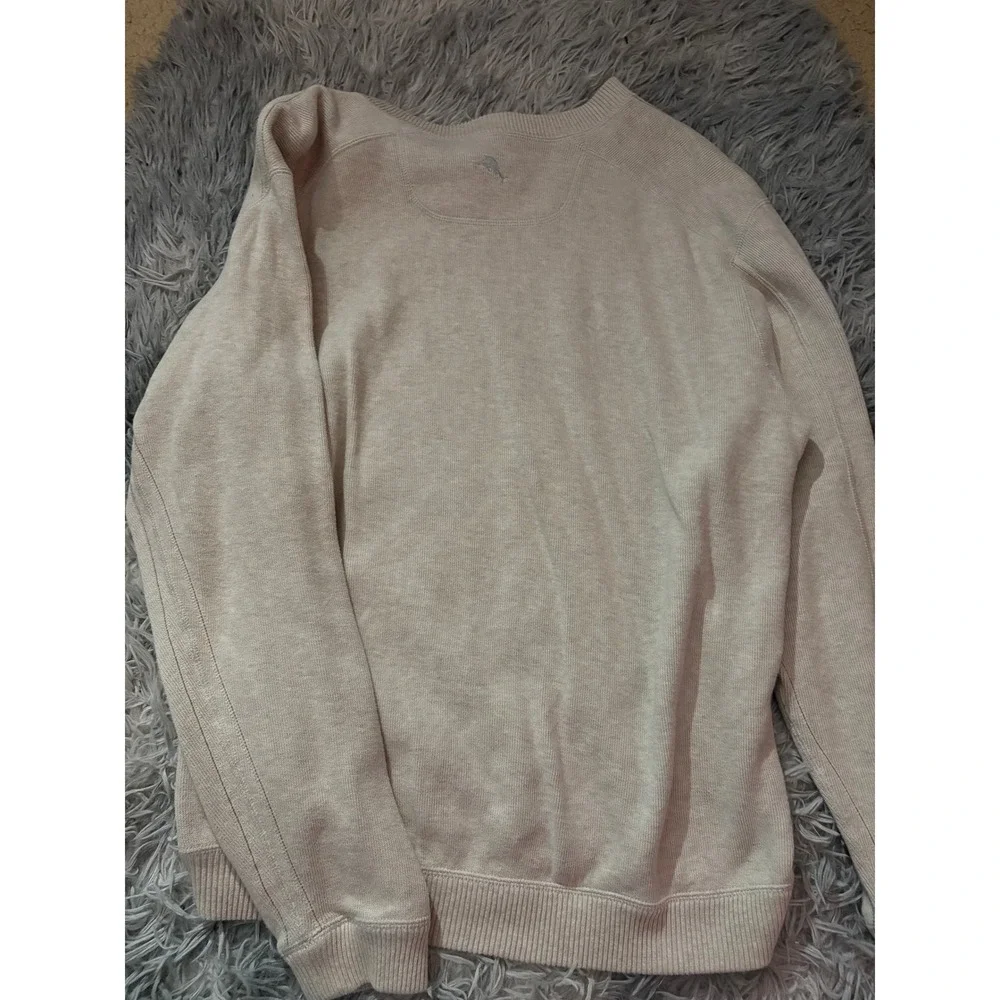 Tommy Bahama Men's Small Beige Crewneck Sweatshirt Cotton Blend Marlin‎ Logo